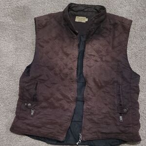 O'Keaheys Quilted Equestrian Riding Vest - Brown Faux Suede - Size Large